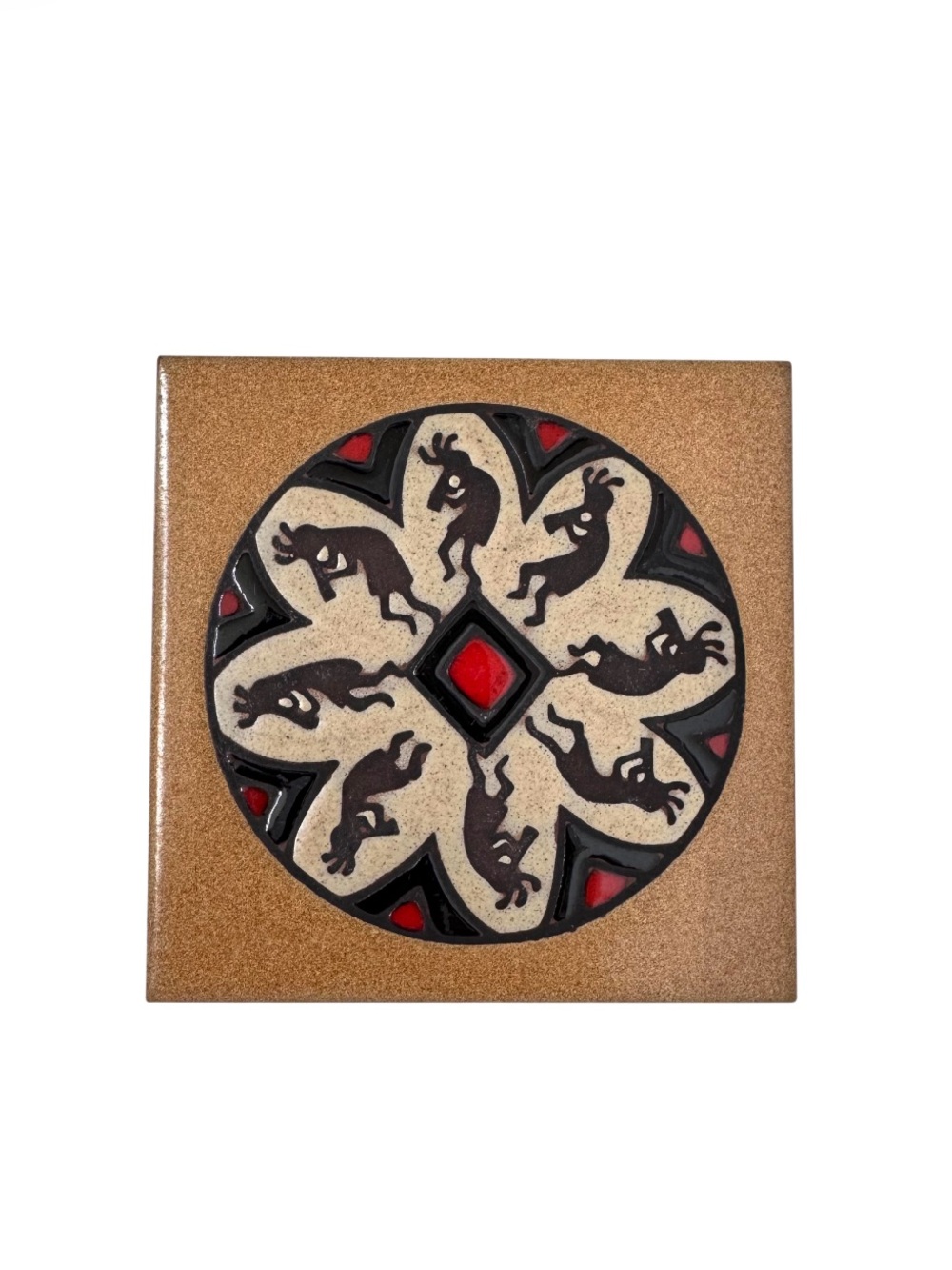 Teissedre Native Dancing Horn Circle Ceramic Coaster, Trivet, Wall Hang Optional